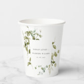 Botanische Hochzeit mit botanischem Blattwerk Pappbecher (Vorderseite)