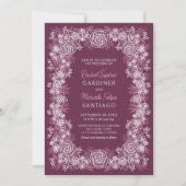 Botanische Hochzeit mit Burgund Einladung (Vorderseite)