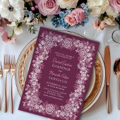 Botanische Hochzeit mit Burgund Einladung