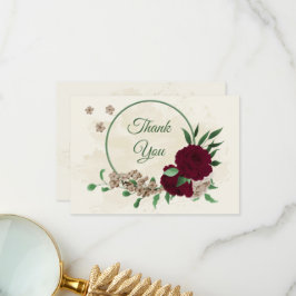 Botanische Hochzeit mit Burgunder Champagner-Blume Dankeskarte