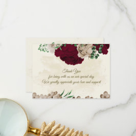 Botanische Hochzeit mit Burgunder Champagner-Blume Dankeskarte