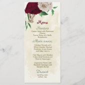 Botanische Hochzeit mit Burgunder Champagner-Blume Menükarte (Vorderseite)