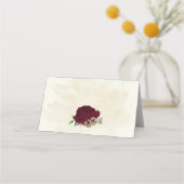 Botanische Hochzeit mit Burgunder Champagner-Blume Platzkarte (Rückseite)