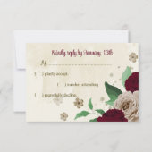 Botanische Hochzeit mit Burgunder Champagner-Blume RSVP Karte (Vorderseite)