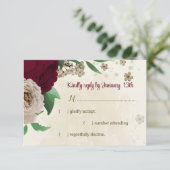 Botanische Hochzeit mit Burgunder Champagner-Blume RSVP Karte (Stehend Vorderseite)