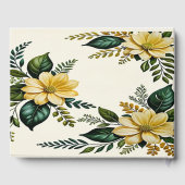 Botanische Hochzeit mit cremigem Gelb und erdigen Gästebuch (Rückseite)