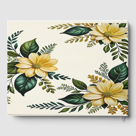 Botanische Hochzeit mit cremigem Gelb und erdigen  Gästebuch (Rückseite)