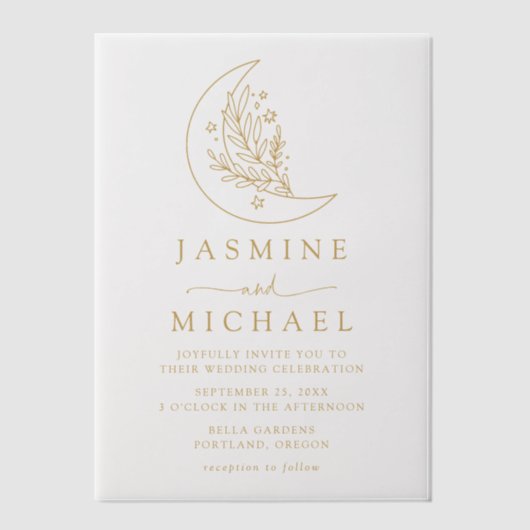 Botanische Hochzeit mit dem Moon und den Sternen Pergament Einladungen (Vorderseite)