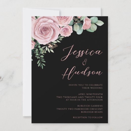 Botanische Hochzeit mit einfachem Blush Einladung (Vorderseite)