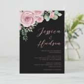 Botanische Hochzeit mit einfachem Blush Einladung (Stehend Vorderseite)