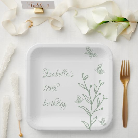Botanische Hochzeit mit einfachem Salbei Pappteller (Hochzeit)