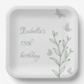 Botanische Hochzeit mit einfachem Salbei Pappteller (Vorderseite)