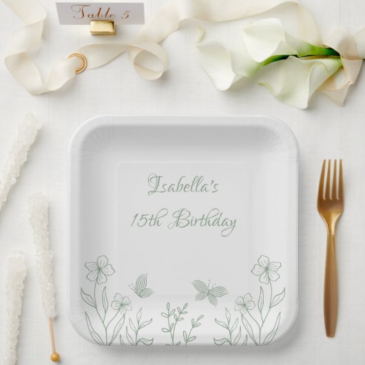 Botanische Hochzeit mit einfachem Salbei Pappteller (Hochzeit)