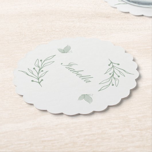 Botanische Hochzeit mit einfachem Salbei Untersetzer (angewinkelt)