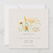 Botanische Hochzeit mit einfachen Wildblumen Save The Date (Vorderseite)