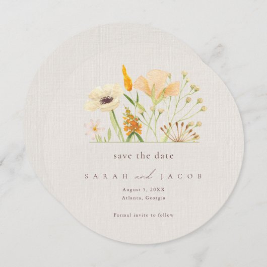 Botanische Hochzeit mit einfachen Wildblumen Save The Date (Vorne/Hinten)