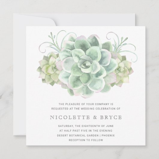 Botanische Hochzeit mit elegantem Watercolor Einladung