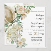 Botanische Hochzeit mit eleganten Wasserfarben Einladung (Vorne/Hinten)