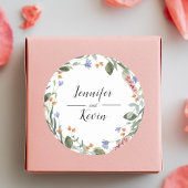 Botanische Hochzeit mit farbenfrohen Grünpflanzen Runder Aufkleber