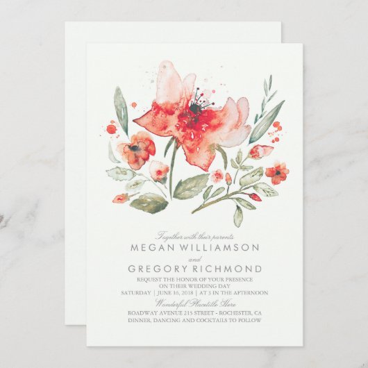 Botanische Hochzeit mit Floral Einladung (Vorne/Hinten)