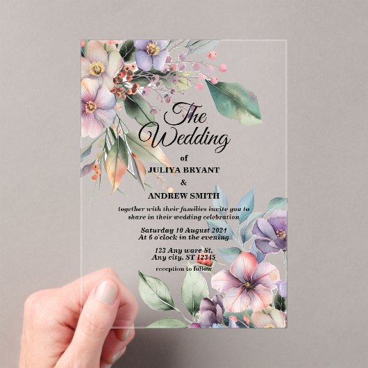 Botanische Hochzeit mit floraler Atmosphäre Acryleinladungen (Insitu (Handheld))