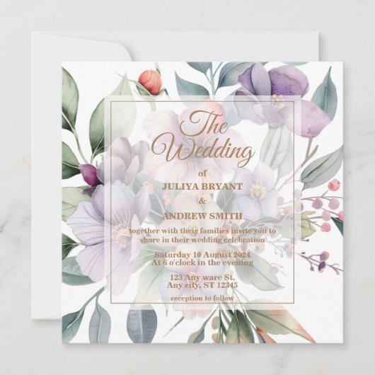 Botanische Hochzeit mit floraler Atmosphäre Einladung (Vorderseite)