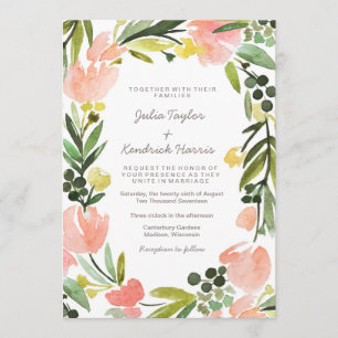 Botanische Hochzeit mit floraler Flora Einladung