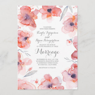 Botanische Hochzeit mit floraler Wasserfarbe Einladung