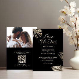 Botanische Hochzeit mit Foto und QR Save The Date