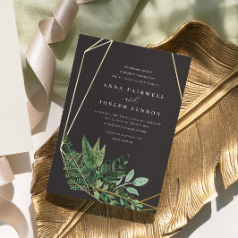 Botanische Hochzeit mit geometrischen Wasserfarben Folieneinladung