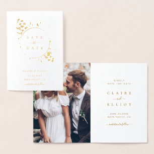 Botanische Hochzeit mit Gold Foil Foil retten Folienkarte