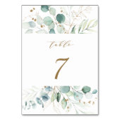 Botanische Hochzeit mit Gold und Grün Tischnummer (Rückseite)