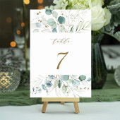 Botanische Hochzeit mit Gold und Grün Tischnummer