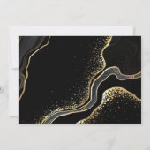 Botanische Hochzeit mit Gold und Schwarz-Blume Einladung (Rückseite)