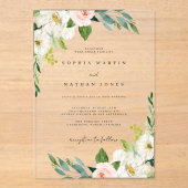 Botanische Hochzeit mit grüner Wasserfarbe Acryleinladungen (Vorderseite)