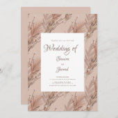 Botanische Hochzeit mit handgezogenen Pampas Einladung (Vorne/Hinten)