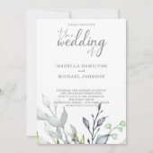 Botanische Hochzeit mit Kalligrafie Einladung (Vorderseite)