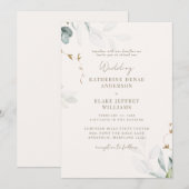 Botanische Hochzeit mit leichtem Champagner III Einladung (Vorne/Hinten)
