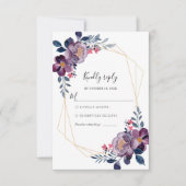 Botanische Hochzeit mit lila floraler Geometrie RSVP Karte (Vorderseite)