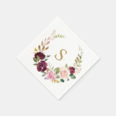 Botanische Hochzeit mit Lila Rosa Serviette (Ecke)
