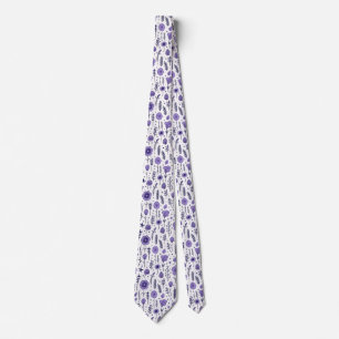 Botanische Hochzeit mit lila und weißer Blüte Krawatte