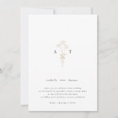 Botanische Hochzeit mit Minimalistischer Monogramm Einladung (Vorderseite)