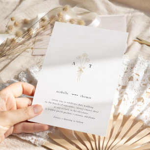 Botanische Hochzeit mit Minimalistischer Monogramm Einladung