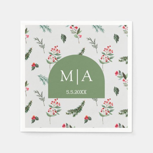 Botanische Hochzeit mit modernem grünem Marsch Serviette (Vorderseite)