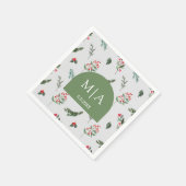 Botanische Hochzeit mit modernem grünem Marsch Serviette (Ecke)