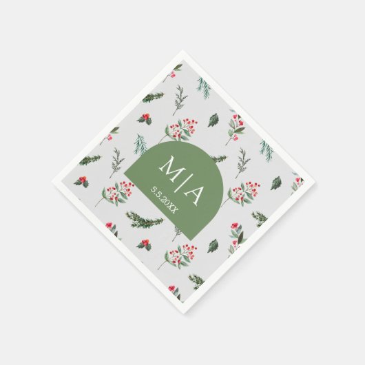 Botanische Hochzeit mit modernem grünem Marsch Serviette (Ecke)