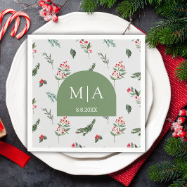 Botanische Hochzeit mit modernem grünem Marsch Serviette