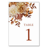 Botanische Hochzeit mit moderner Kupfer Tischnummer (Vorderseite)