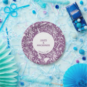 Botanische Hochzeit mit moderner violetter Grafik Pappteller (Party)