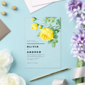 Botanische Hochzeit mit romantischen Gelben Rosen Acryleinladungen (In Situ (Hochzeit))